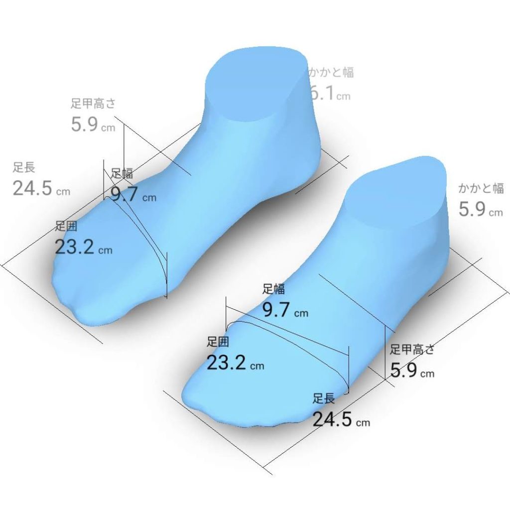 ZOZOTOWNの足の測定結果のスクリーンショット